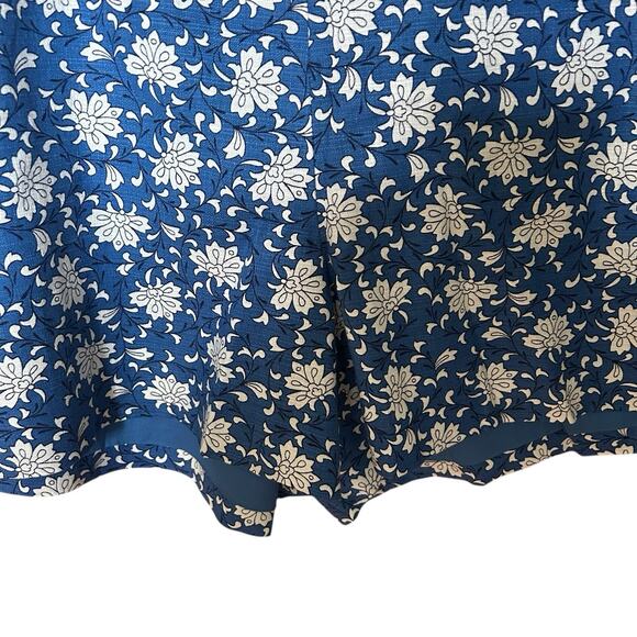 J. CREW Women’s Floral 100% Cotton Sky Blue White Black Lined Shorts Size 16 - Picture 6 of 9